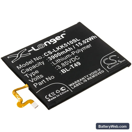 LG K510 Replacement Battery, 3.85V, 3900mAh, Li-Polymer 1