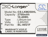 LG K10 2017 Replacement Battery, 3.85V, 2700mAh, Li-ion 5