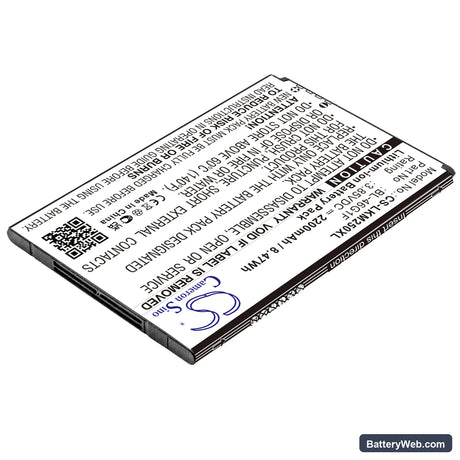 LG K10 2017 Replacement Battery, 3.85V, 2200mAh, Li-ion 2