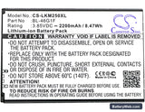 LG K10 2017 Replacement Battery, 3.85V, 2200mAh, Li-ion 3
