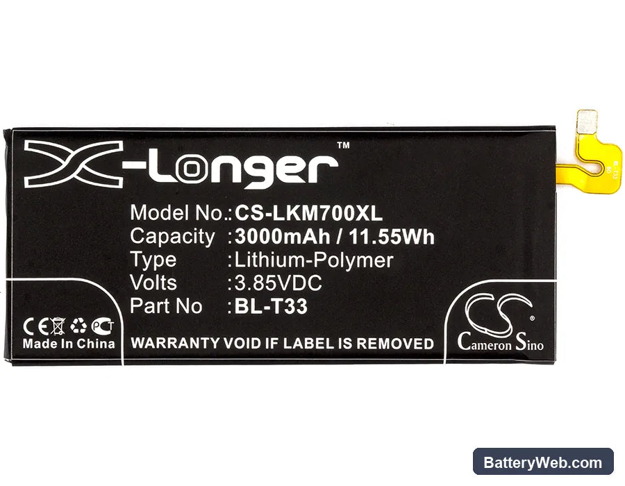 LG Q6 Replacement Battery, 3.85V, 3000mAh, Li-Polymer 5