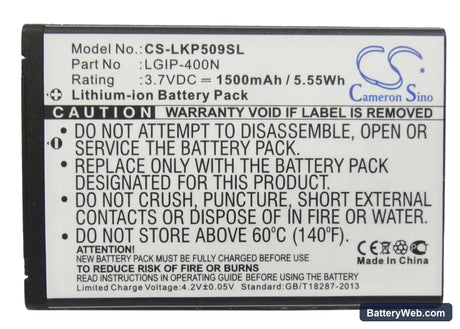 AT&T Phoenix Replacement Battery, 3.7V, 1500mAh, Li-ion 5