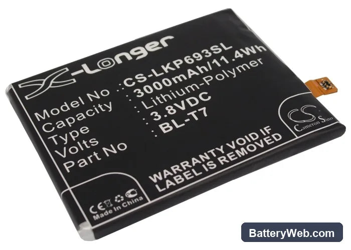 LG Optimus G2 Replacement Battery, 3.8V, 3000mAh, Li-Polymer 1