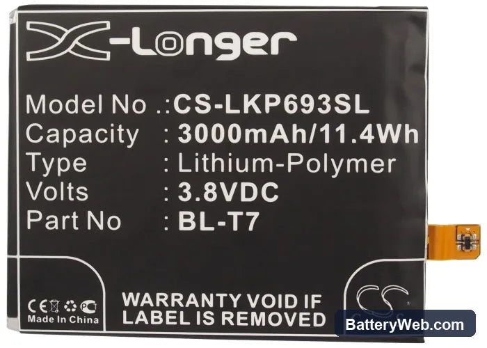 LG Optimus G2 Replacement Battery, 3.8V, 3000mAh, Li-Polymer 5