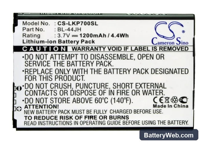 Cricket Optimus Regard Replacement Battery, 3.7V, 1200mAh, Li-ion 5