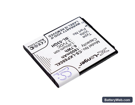 LG P880 Replacement Battery, 3.7V, 1800mAh, Li-ion 2