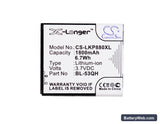 LG P880 Replacement Battery, 3.7V, 1800mAh, Li-ion 3