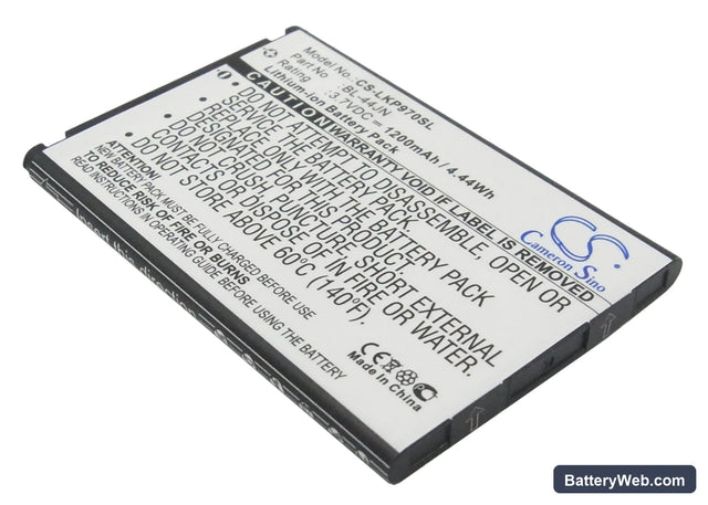 LG P970 Replacement Battery, 3.7V, 1200mAh, Li-ion 1