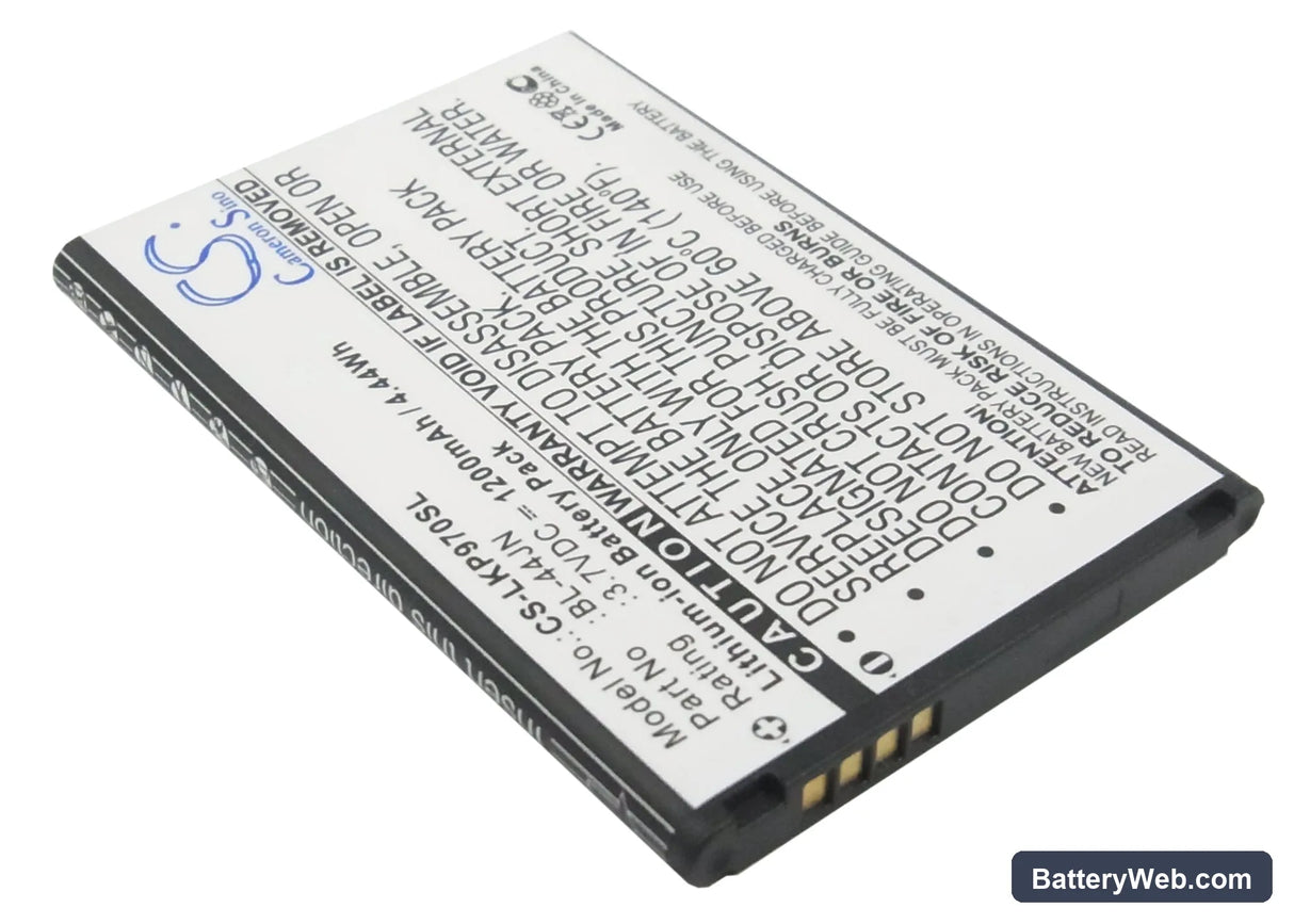 LG P970 Replacement Battery, 3.7V, 1200mAh, Li-ion 2