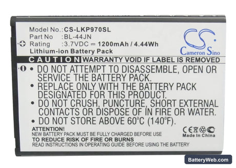 LG P970 Replacement Battery, 3.7V, 1200mAh, Li-ion 5