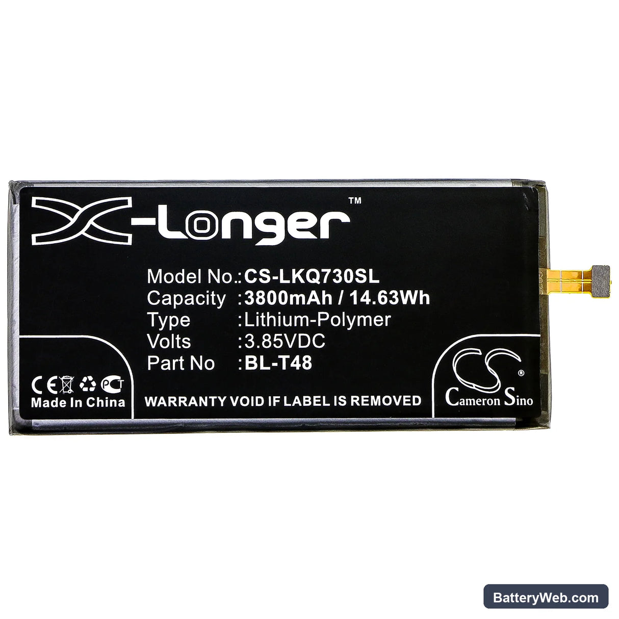 LG Stylo 6 Replacement Battery, 3.85V, 3800mAh, Li-Polymer 3