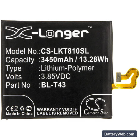 LG G8S ThinQ Replacement Battery, 3.85V, 3450mAh, Li-Polymer 3