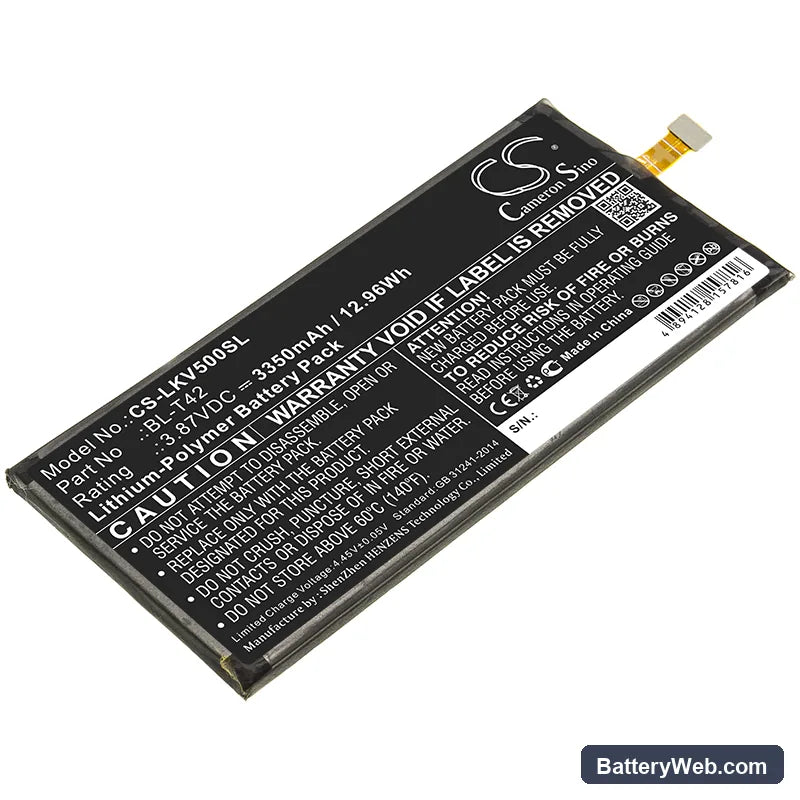 LG V510N Replacement Battery, 3.87V, 3350mAh, Li-Polymer 1