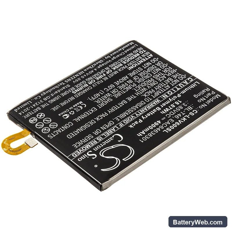 LG V60 Replacement Battery, 3.85V, 4900mAh, Li-Polymer 2