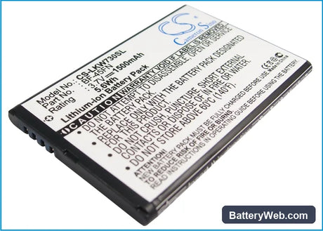LG KW730 Replacement Battery, 3.7V, 1500mAh, Li-ion 1