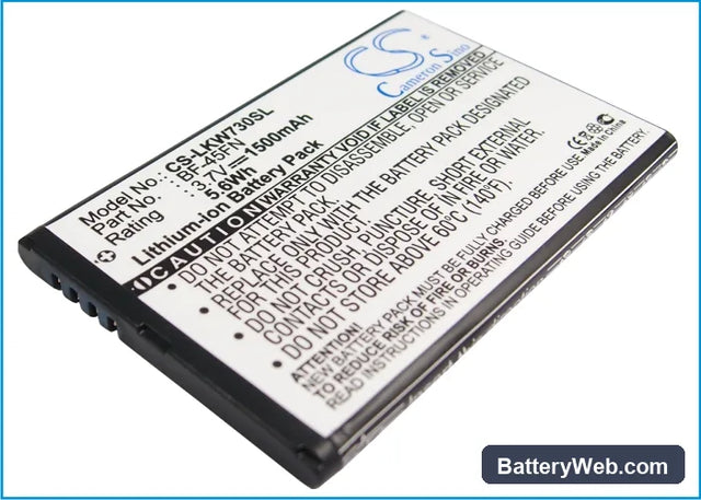 LG KW730 Replacement Battery, 3.7V, 1500mAh, Li-ion 1