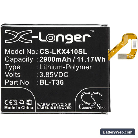 LG X410 Replacement Battery, 3.85V, 2900mAh, Li-Polymer 3