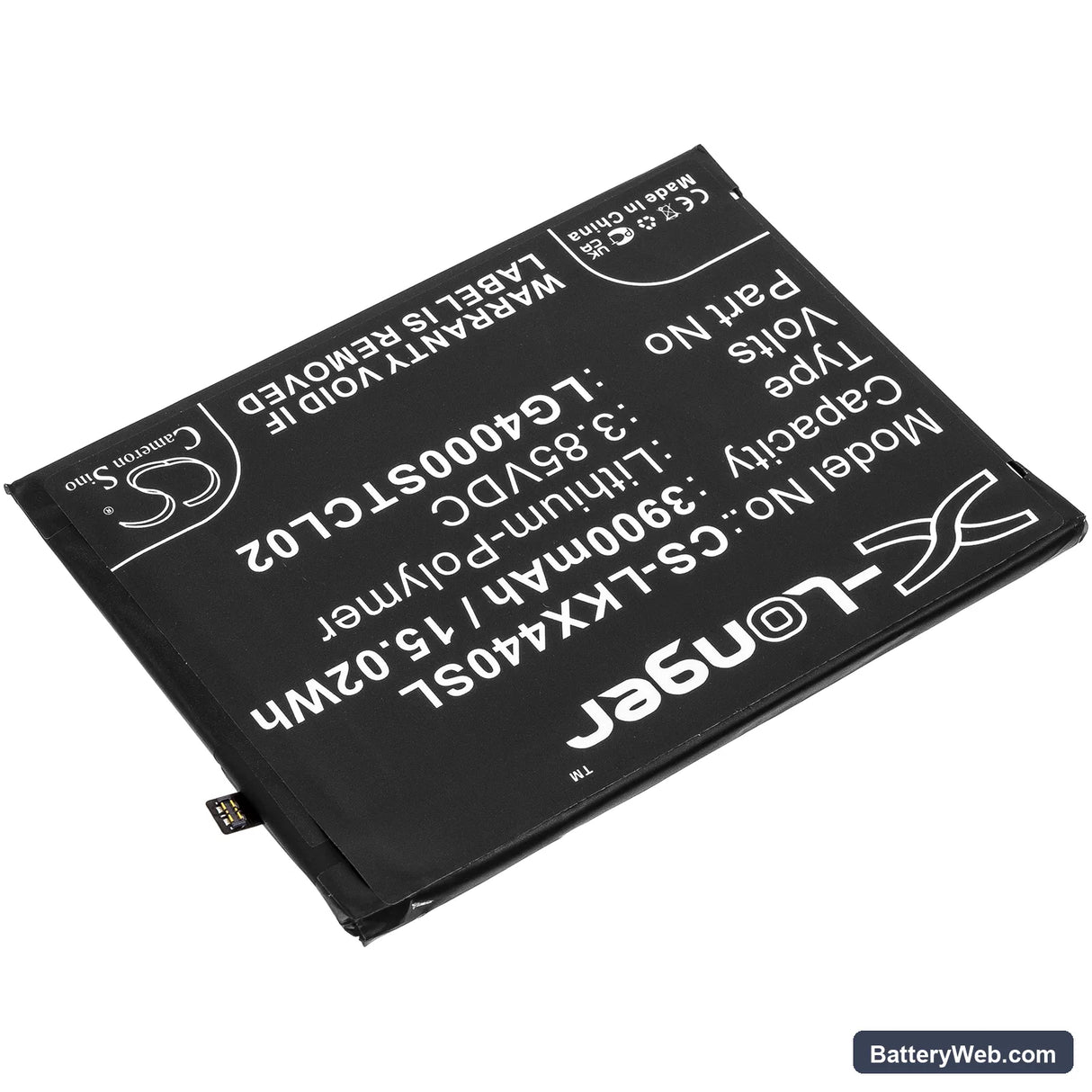 LG X440 Replacement Battery, 3.85V, 3900mAh, Li-Polymer 2