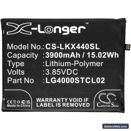 LG X440 Replacement Battery, 3.85V, 3900mAh, Li-Polymer 3