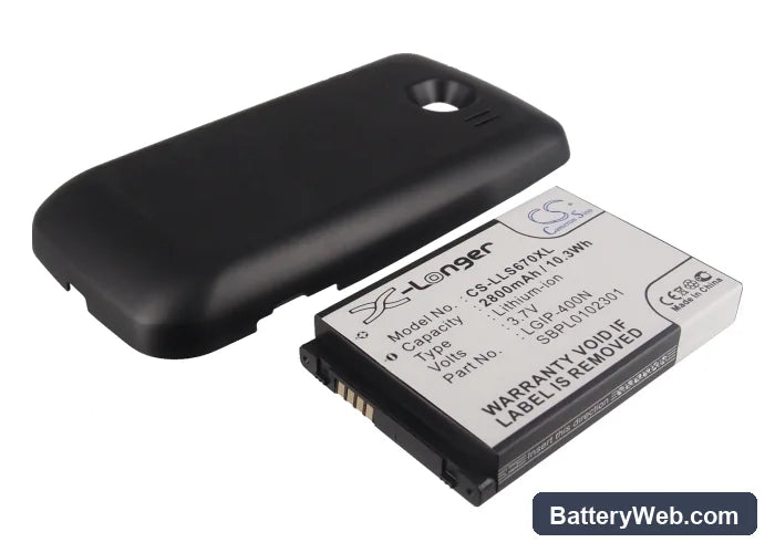 LG LS670 Replacement Battery, 3.7V, 2800mAh, Li-ion 2