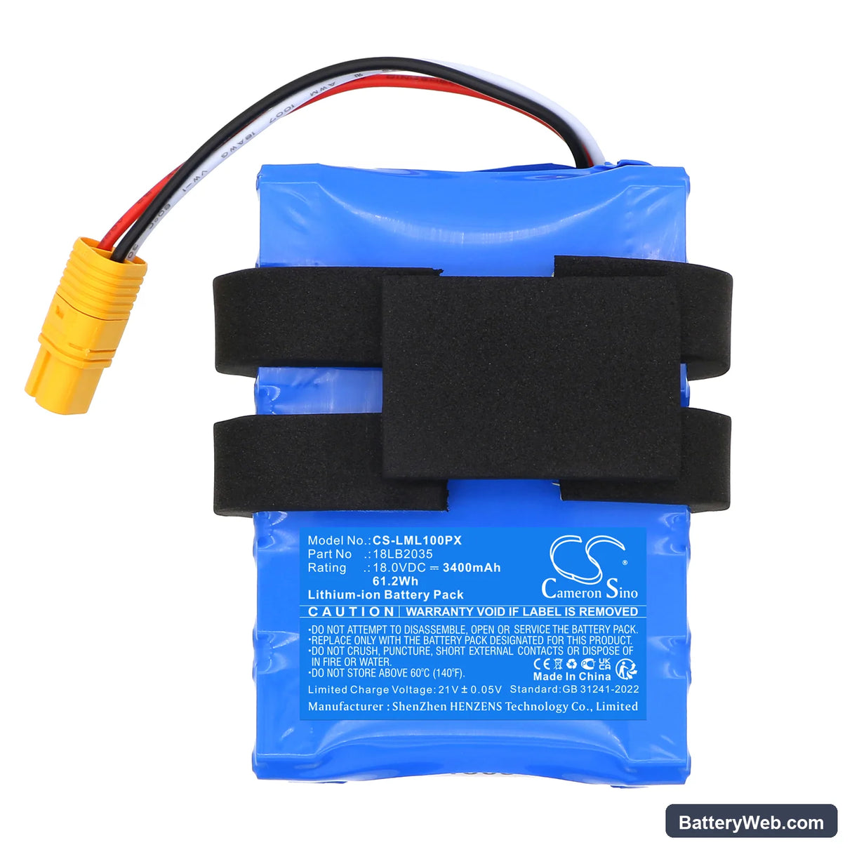 LawnMaster L10 Replacement Battery, 18V, 3400mAh, Li-ion 3