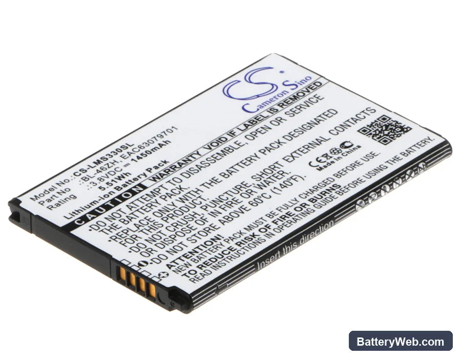 LG MS330 Replacement Battery, 3.8V, 1450mAh, Li-ion 1