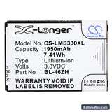 AT&T GoPhone 4G LTE Replacement Battery, 3.8V, 1950mAh, Li-ion 3