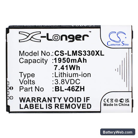 AT&T GoPhone 4G LTE Replacement Battery, 3.8V, 1950mAh, Li-ion 3