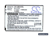 LG Optimus C40 Replacement Battery, 3.7V, 1500mAh, Li-ion 1