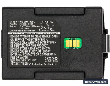 LXE MX7 Replacement Battery, 7.4V, 2600mAh, Li-ion 3