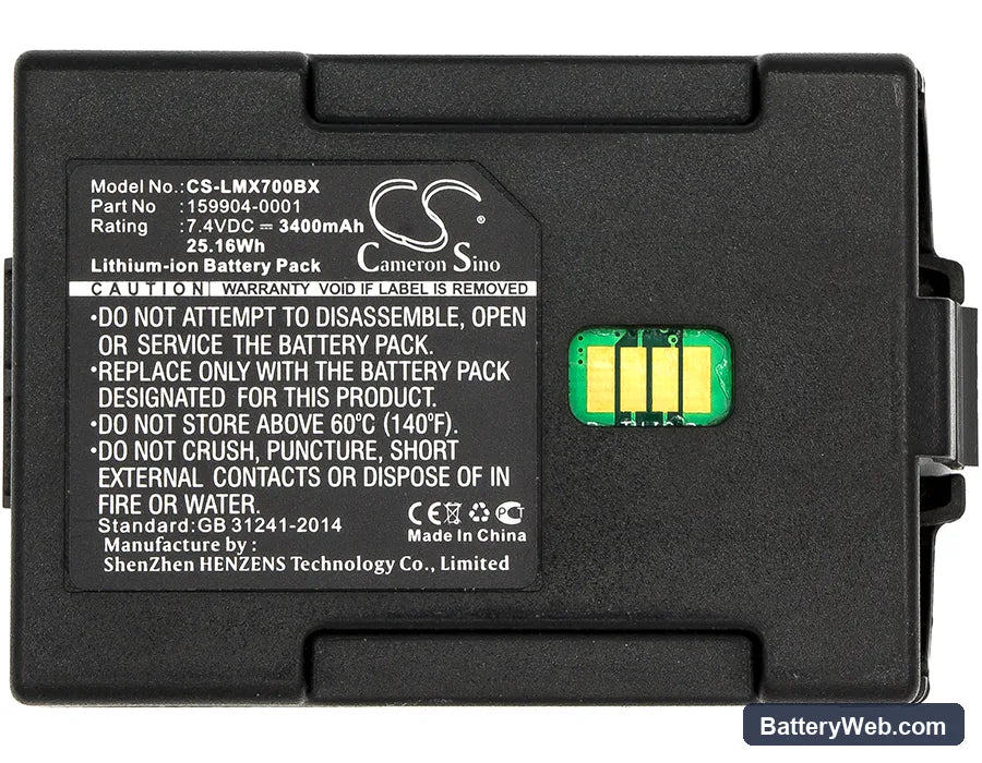 LXE MX7 Replacement Battery, 7.4V, 3400mAh, Li-ion 3