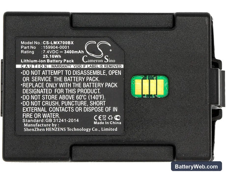 LXE MX7 Replacement Battery, 7.4V, 3400mAh, Li-ion 3
