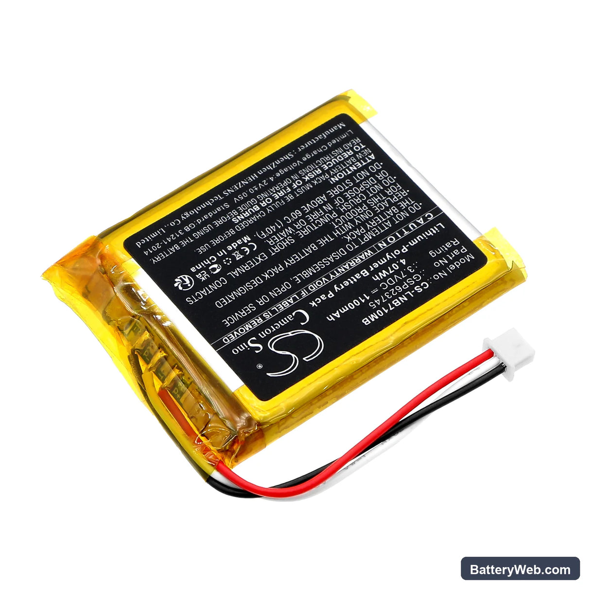 Lionelo Babyline 7.1 Replacement Battery, 3.7V, 1100mAh, Li-Polymer 2