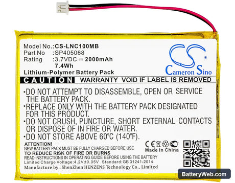 Luvion Supreme Connect Replacement Battery, 3.7V, 2000mAh, Li-Polymer 3