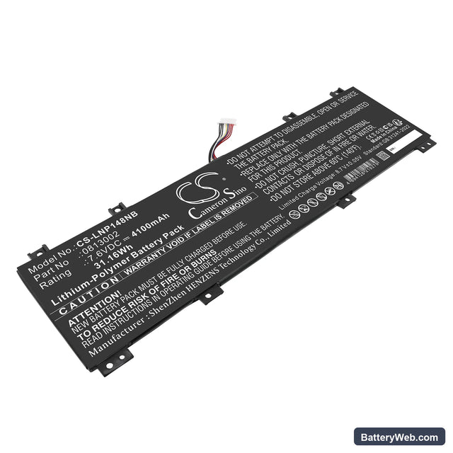 Lenovo IdeaPad 100S-14IBR Replacement Battery, 7.6V, 4100mAh, Li-Polymer 1