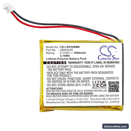 Luvion Platinum 2 Replacement Battery, 3.7V, 1000mAh, Li-Polymer 3