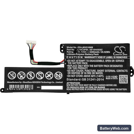 Lenovo Chromebook N21 Replacement Battery, 11.1V, 3200mAh, Li-Polymer 3