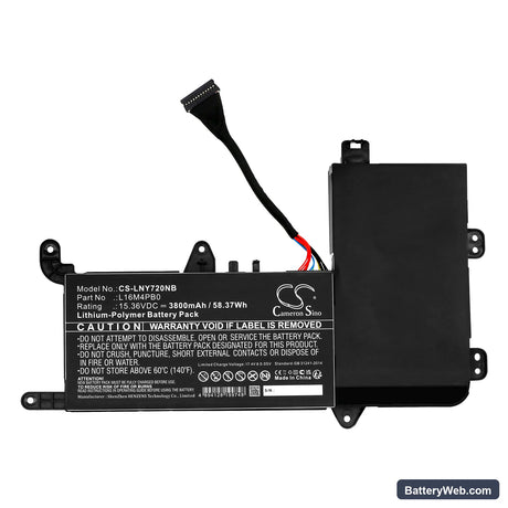 Lenovo Legion Y720-15IKB(80VR/81CQ) Replacement Battery, 15.36V, 3800mAh, Li-Polymer 3