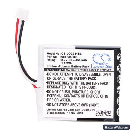 Logitech ClearChat PC Replacement Battery, 3.7V, 450mAh, Li-Polymer 3
