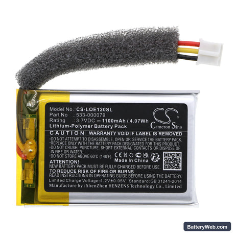 Logitech UE Mobile Boombox Replacement Battery, 3.7V, 1100mAh, Li-Polymer 3