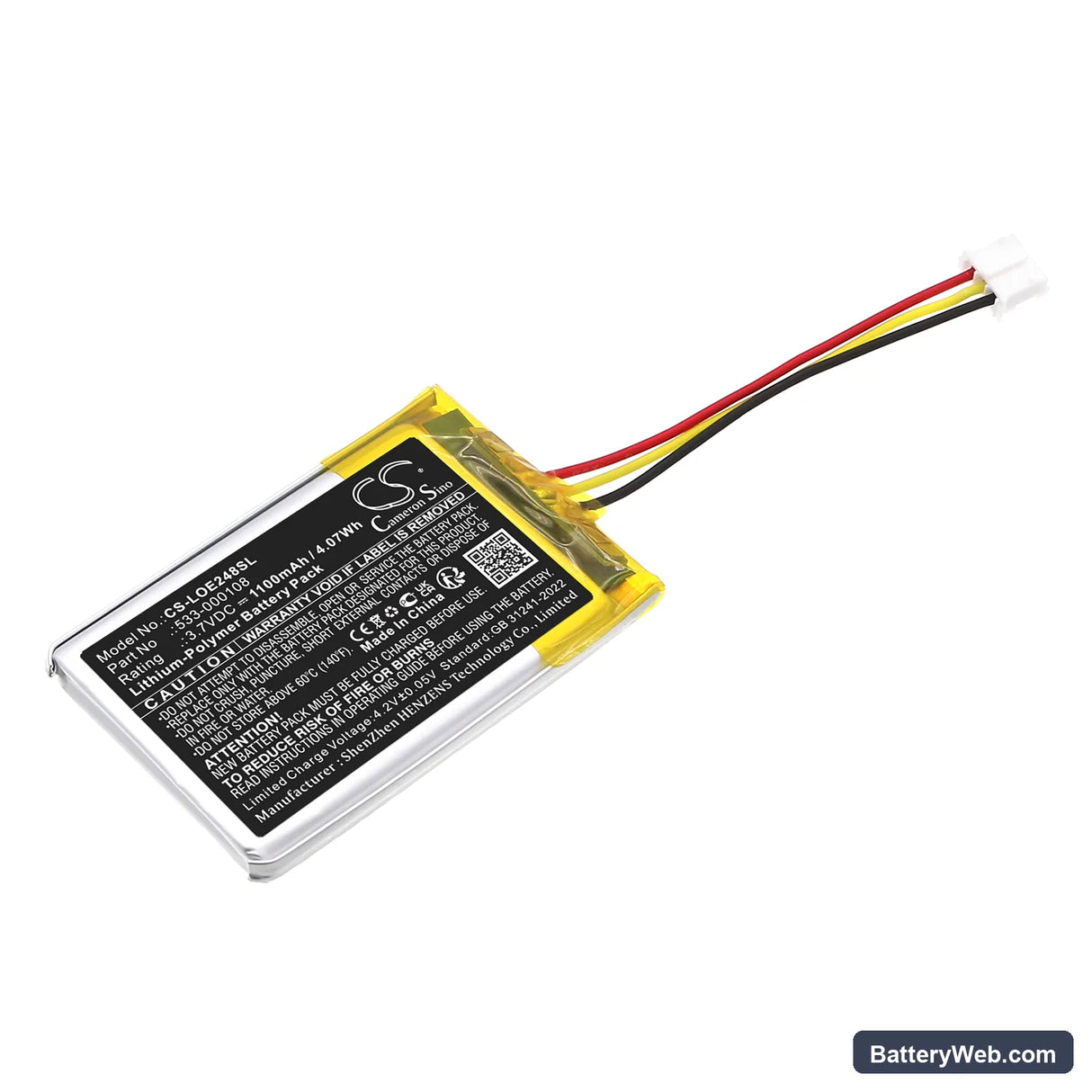 Logitech 880-000248 Replacement Battery, 3.7V, 1100mAh, Li-Polymer 1