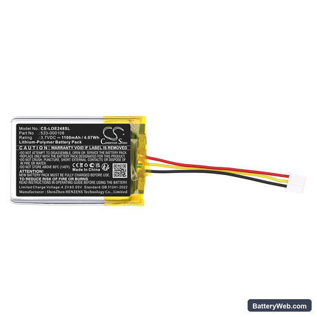 Logitech 880-000248 Replacement Battery, 3.7V, 1100mAh, Li-Polymer 3