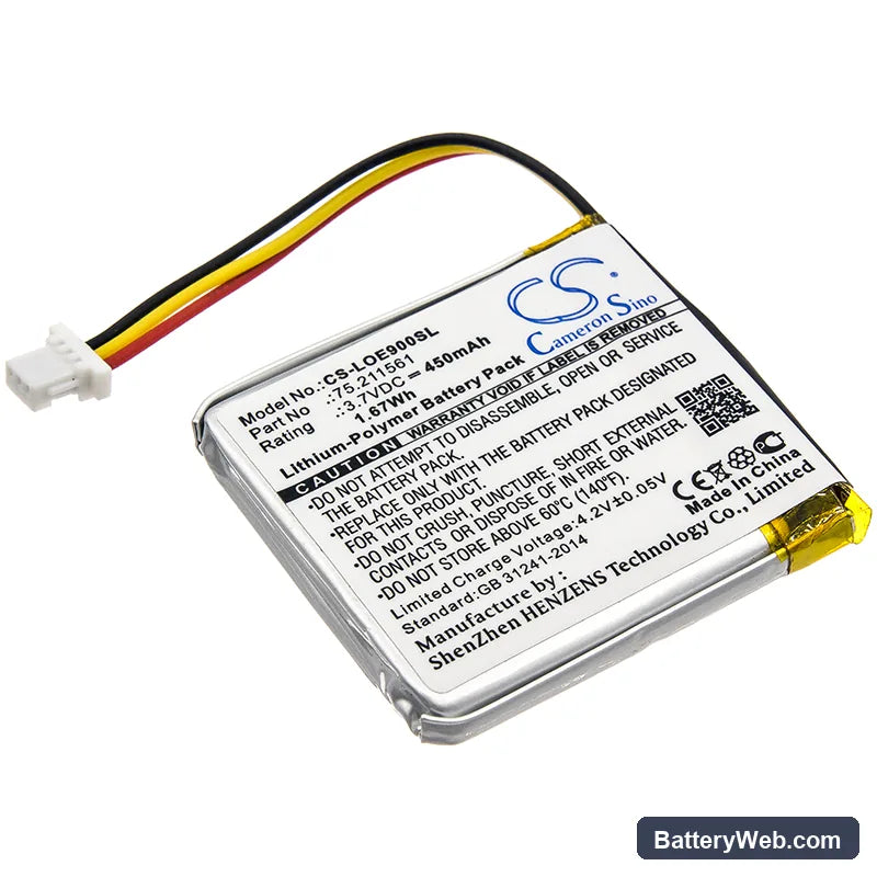 Logitech UE9000 Replacement Battery, 3.7V, 450mAh, Li-Polymer 1