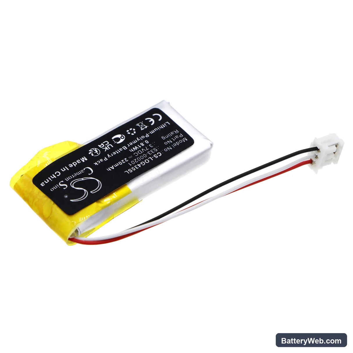 Logitech G435 Replacement Battery, 3.7V, 220mAh, Li-Polymer 2
