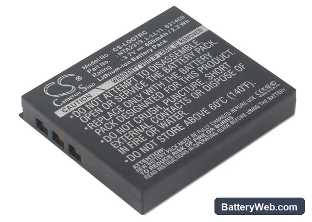 Logitech G7 Laser Cordless Mouse Replacement Battery, 3.7V, 600mAh, Li-ion 1