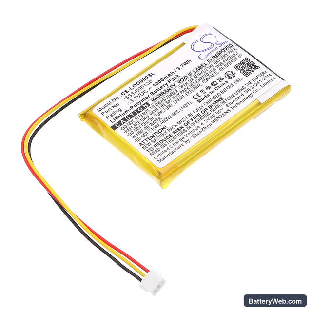 Logitech G900 Replacement Battery, 3.7V, 1000mAh, Li-Polymer 1