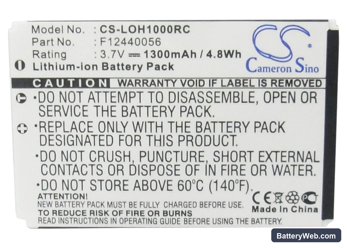 Logitech Harmony 1000 Remote Replacement Battery, 3.7V, 1300mAh, Li-ion 5