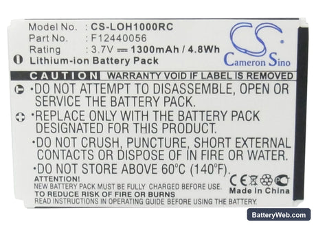 Logitech Harmony 1000 Remote Replacement Battery, 3.7V, 1300mAh, Li-ion 5