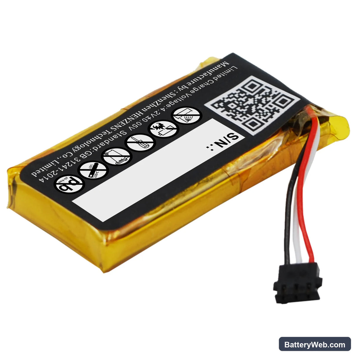 Logitech H600 981-000341 Replacement Battery, 3.7V, 180mAh, Li-Polymer 4