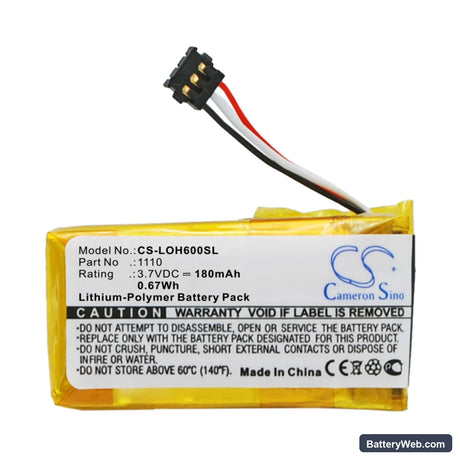 Logitech H600 981-000341 Replacement Battery, 3.7V, 180mAh, Li-Polymer 5